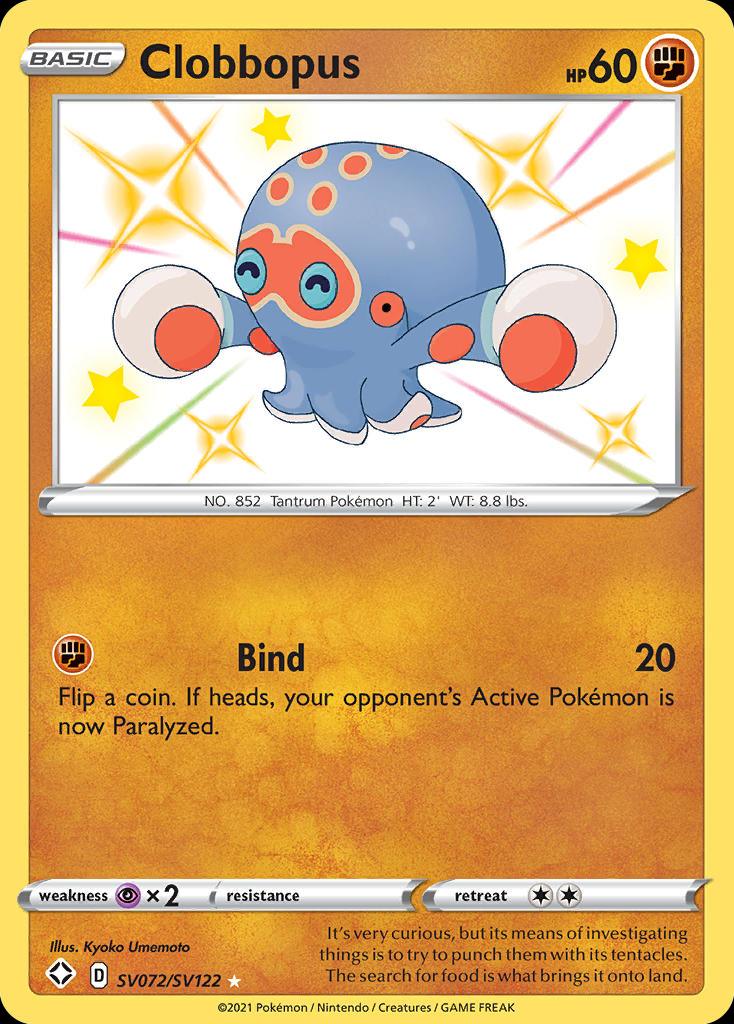 Pokémon-kaart Clobbopus SV072/SV122 Secret Rare uit de set Shining Fates