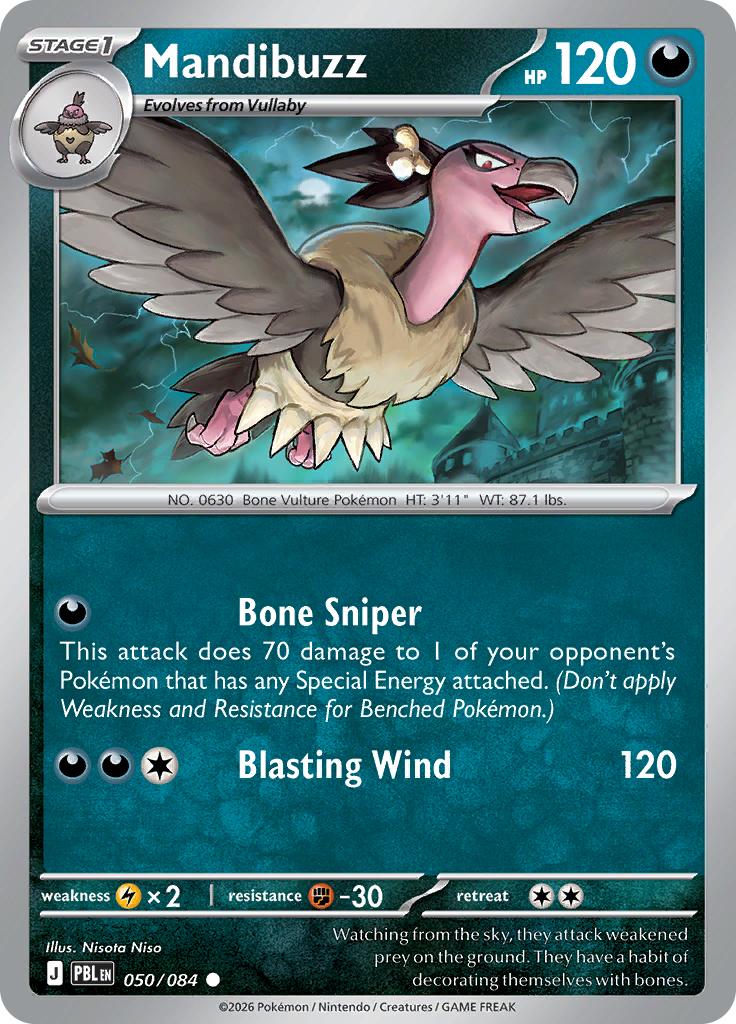 Pokémon-kaart Mandibuzz 050/084 Common uit de set Pitch Black Imagen principal del producto