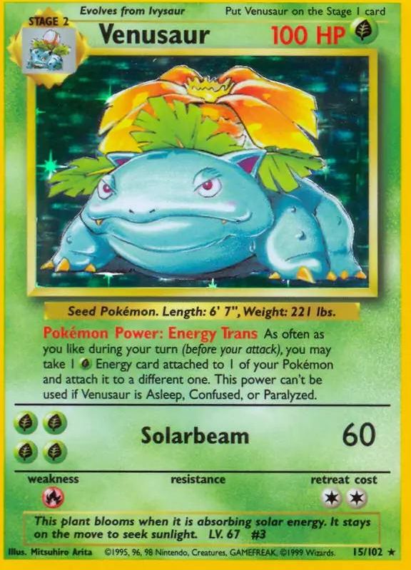 Pokémon-kaart Venusaur 15/102 Holo Rare uit de set Base Set