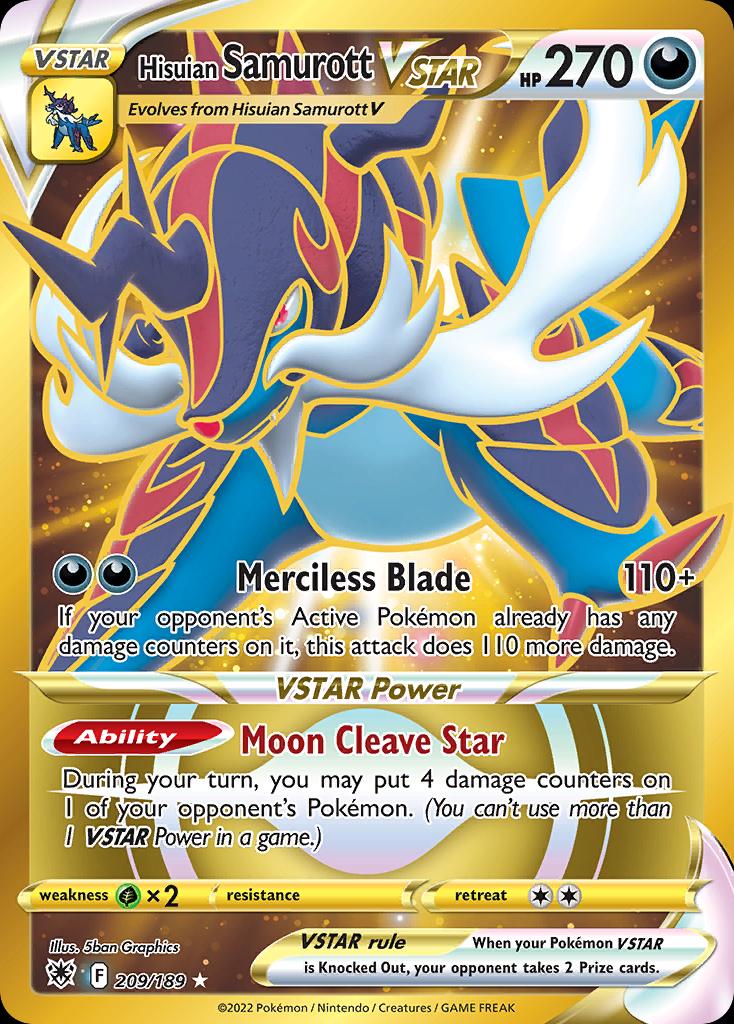 Pokémon-kaart Hisuian Samurott VSTAR 209/189 Secret Rare uit de set Astral Radiance