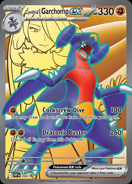 Pokémon-kaart Cynthia's Garchomp ex SVP 204 Promo uit de set SV Black Star Promos