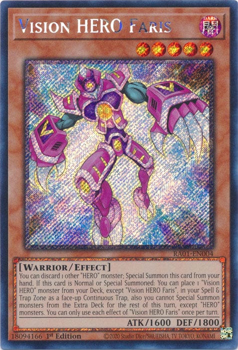 Vision HERO Faris (Platinum Secret Rare) - RA01-EN004 - Platinum Secret Rare - 1st Edition