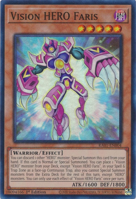 Vision HERO Faris - RA01-EN004 - Super Rare - 1st Edition