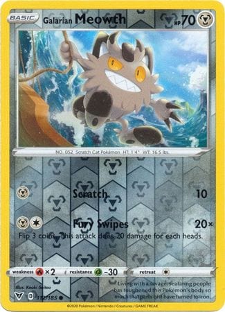 Vivid Voltage - 112/185 - Galarian Meowth - Reverse Holo