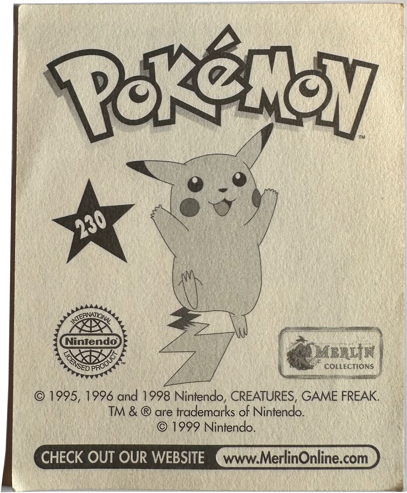 Wartortle #230 Pokemon Merlin sticker — achterkant