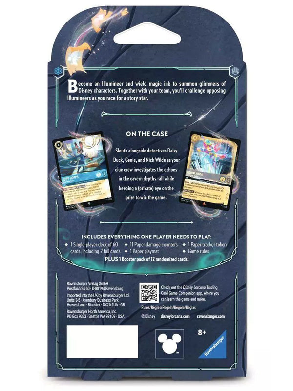 Disney Lorcana Whispers in the Well Starter Deck Saffier & Staal - achterkant van de verpakking
