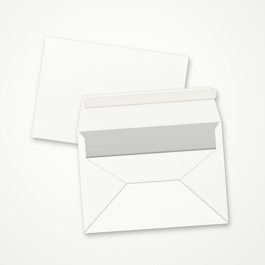 Witte envelop C6 zelfklevend, voor- en achterkant met open klep en plakstrip