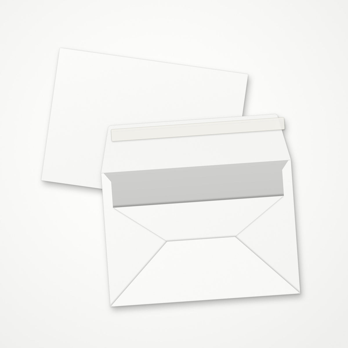 Witte envelop C6 zelfklevend, voor- en achterkant met open klep en plakstrip