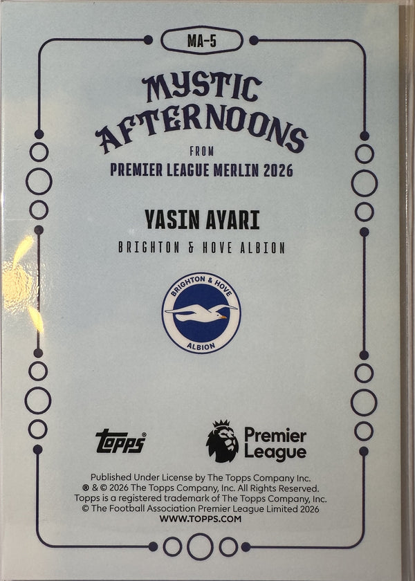 Yasin Ayari - 2025-26 Topps Merlin Premier League (Mystic Afternoons RC) [MA-5] - achterkant