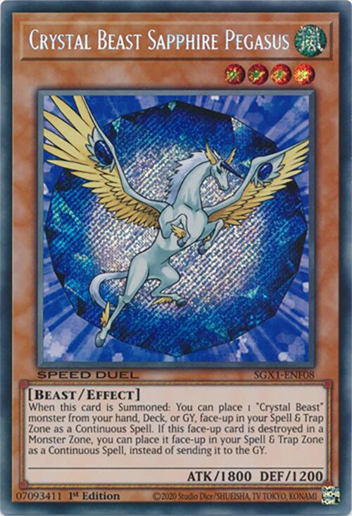 Crystal Beast Sapphire Pegasus — Speed Duel GX: Duel Academy Box (SGX1-F08) Yu-Gi-Oh! card