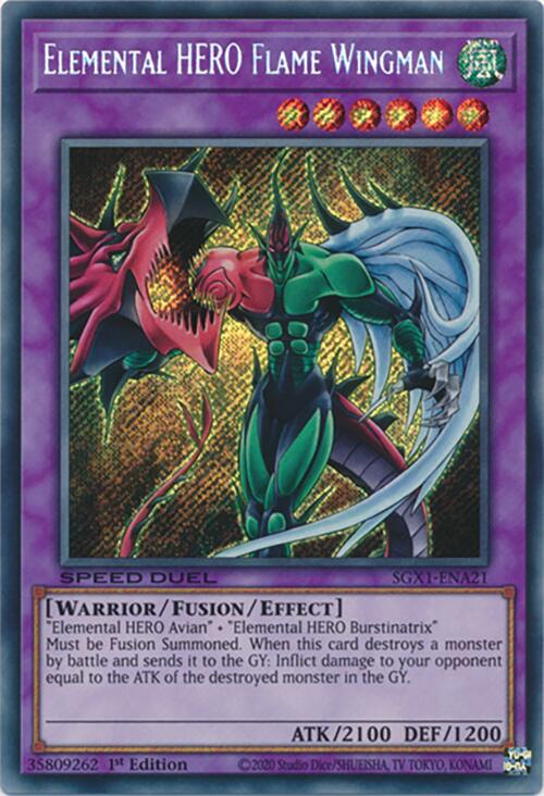 Elemental HERO Flame Wingman — Speed Duel GX: Duel Academy Box (SGX1-A21) Yu-Gi-Oh! card Hoofdafbeelding