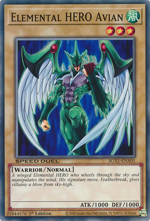 Elemental HERO Avian — Speed Duel GX: Duel Academy Box (SGX1-A01) Yu-Gi-Oh! card Hoofdafbeelding