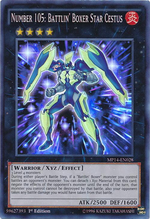 Number 105: Battlin' Boxer Star Cestus — 2014 Mega-Tins Mega-Pack (MP14-028) Yu-Gi-Oh! card Image principale du produit