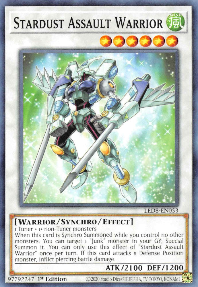 Stardust Assault Warrior — Legendary Duelists: Synchro Storm (LED8-053) Yu-Gi-Oh! card Hauptbild