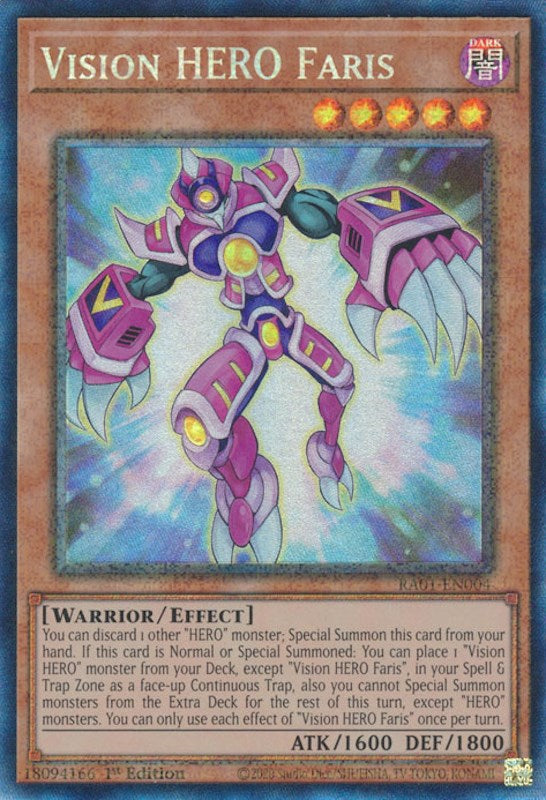 Vision HERO Faris — 25th Anniversary Rarity Collection (RA01-004) Yu-Gi-Oh! card