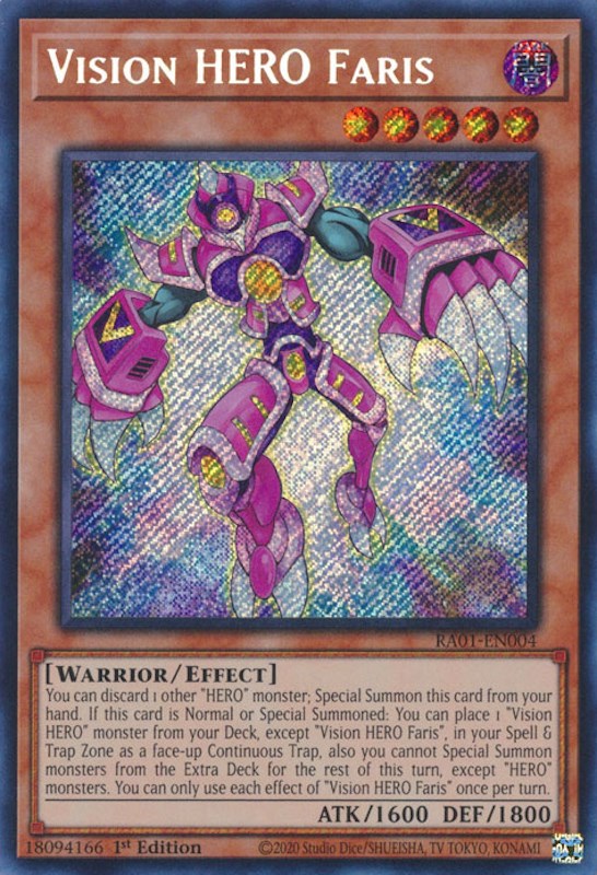 Vision HERO Faris — 25th Anniversary Rarity Collection (RA01-004) Yu-Gi-Oh! card