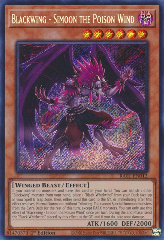Blackwing - Simoon the Poison Wind — 25th Anniversary Rarity Collection (RA01-012) Yu-Gi-Oh! card