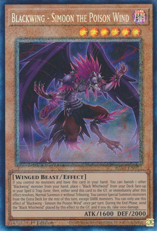 Blackwing - Simoon the Poison Wind — 25th Anniversary Rarity Collection (RA01-012) Yu-Gi-Oh! card